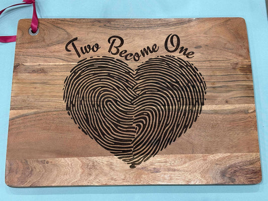 Two Become One – Engraved Acacia Cutting Board
