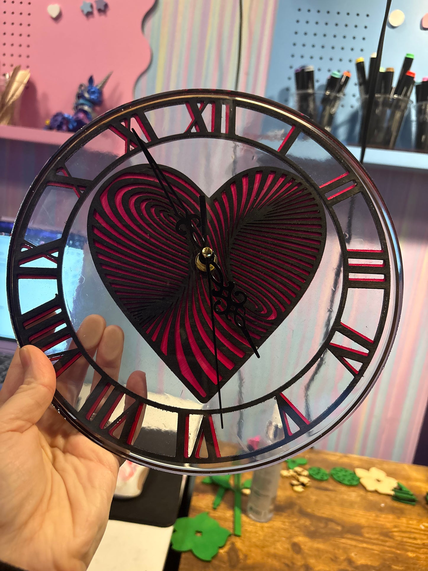 Heart of Time Wall Clock – Modern Roman Numeral Art Clock