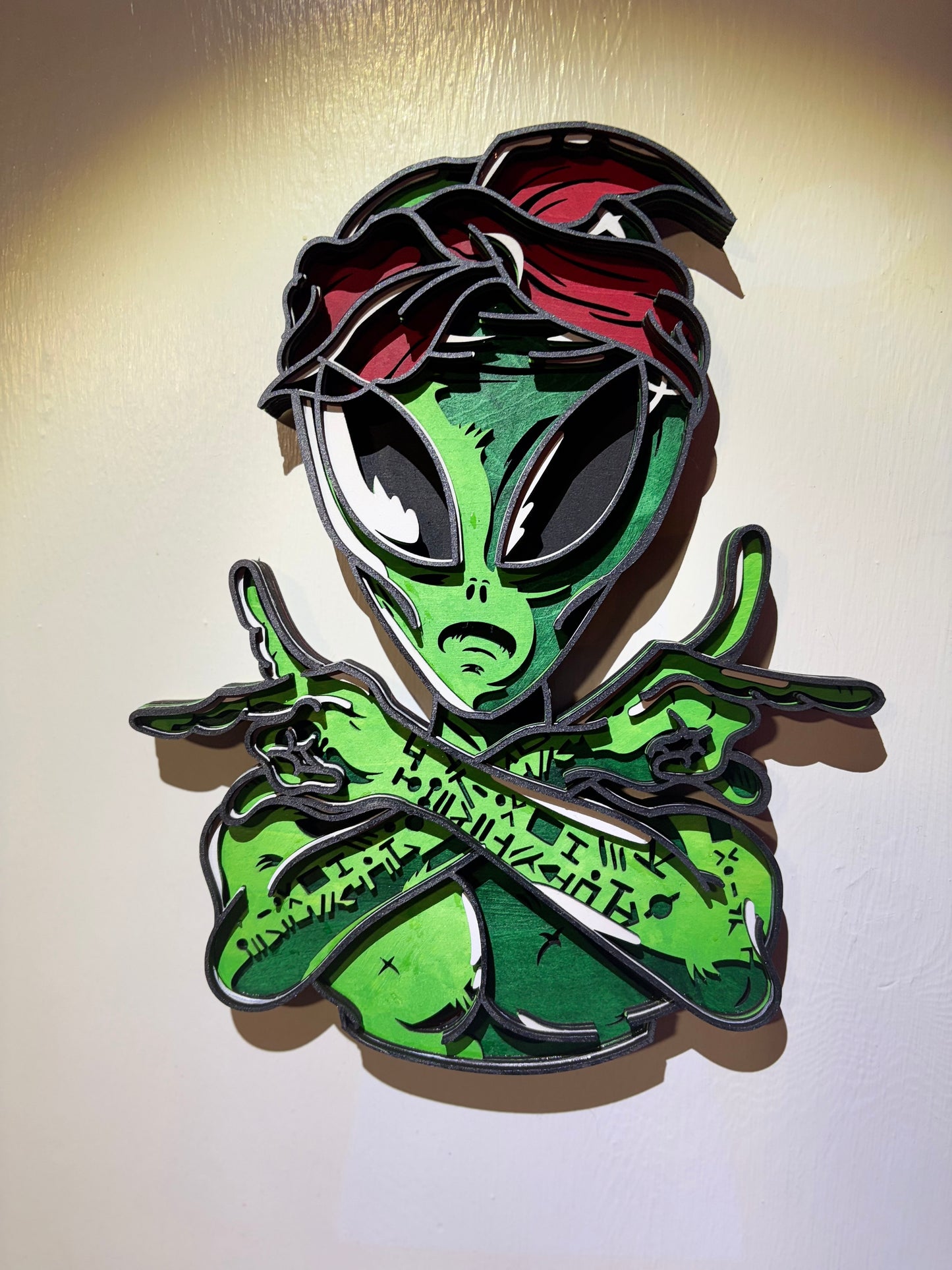 Intergalactic Attitude Alien 3D Wall Art - Time to choose a side, Hand-Painted Wooden Decor.