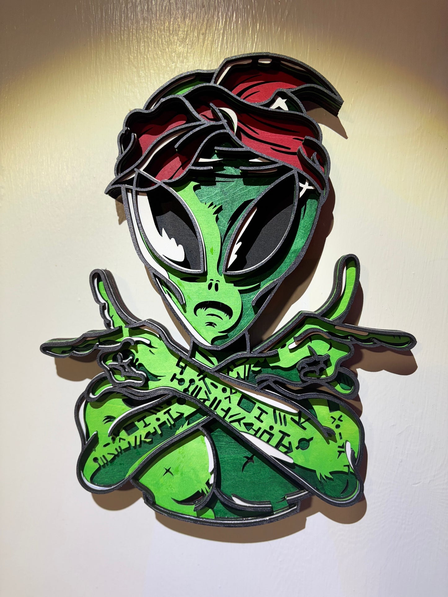 Intergalactic Attitude Alien 3D Wall Art - Time to choose a side, Hand-Painted Wooden Decor.