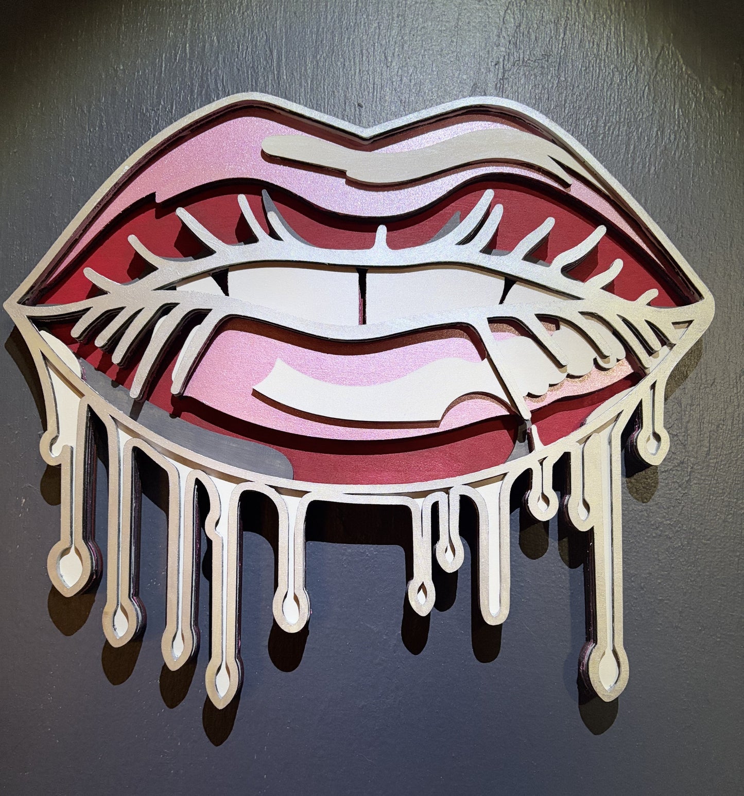 Seductive Drip: Handcrafted Sexy Lips Wall Art