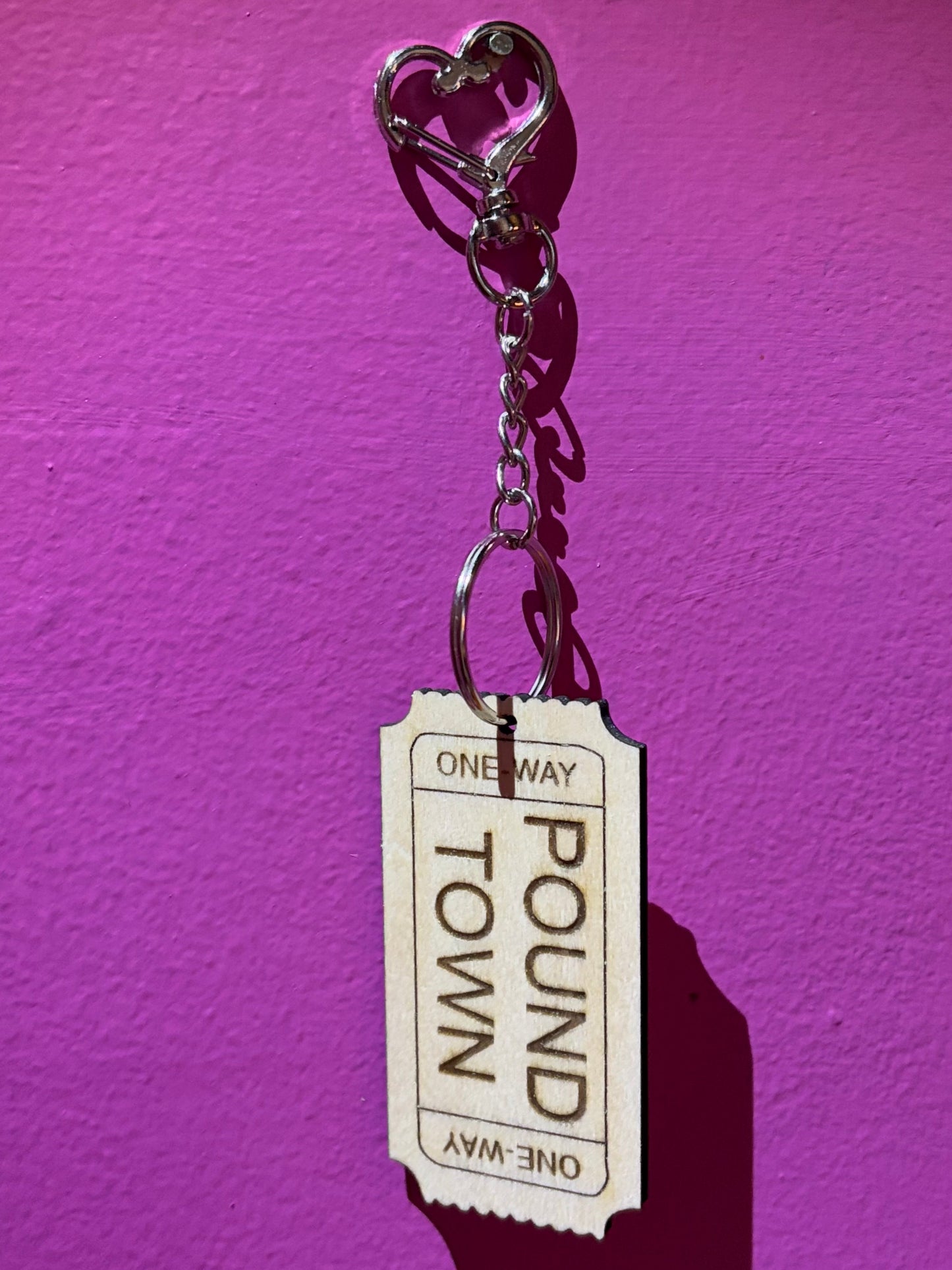 Customizable Valentine's Day Pound Town Ticket Keychain & Magnet with Heart Key Ring - Unique Gift for Couples