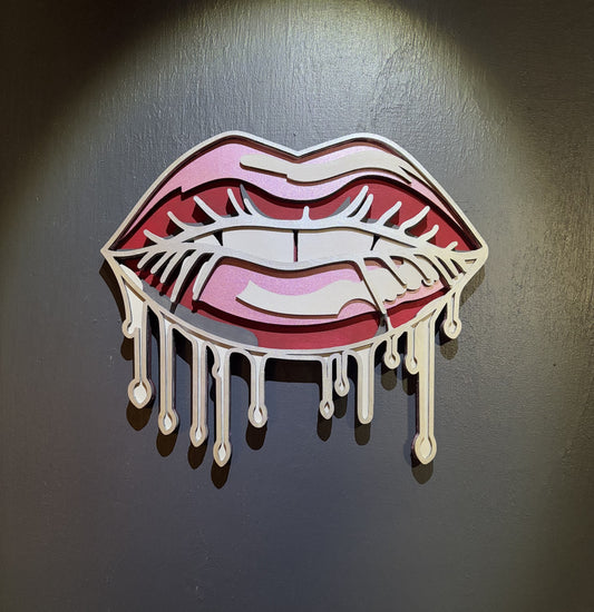 Seductive Drip: Handcrafted Sexy Lips Wall Art