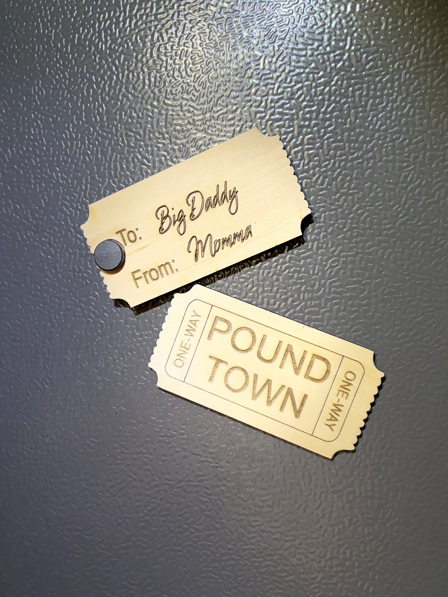 Customizable Valentine's Day Pound Town Ticket Keychain & Magnet with Heart Key Ring - Unique Gift for Couples