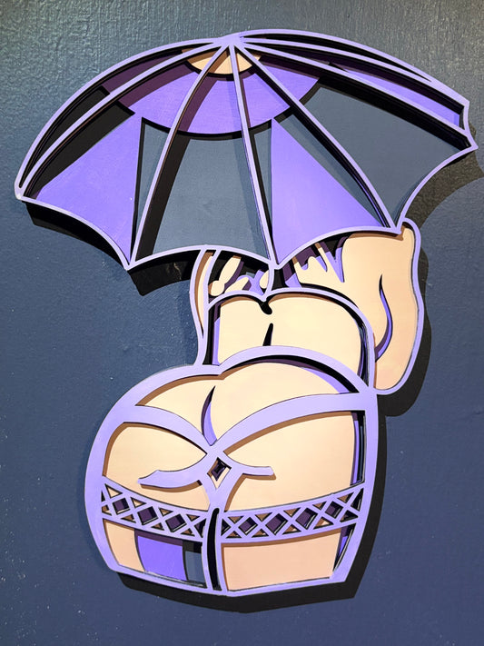 Seductive Rainy Day Wall Art - 3D Hand-Painted Sexy Wooden Decor