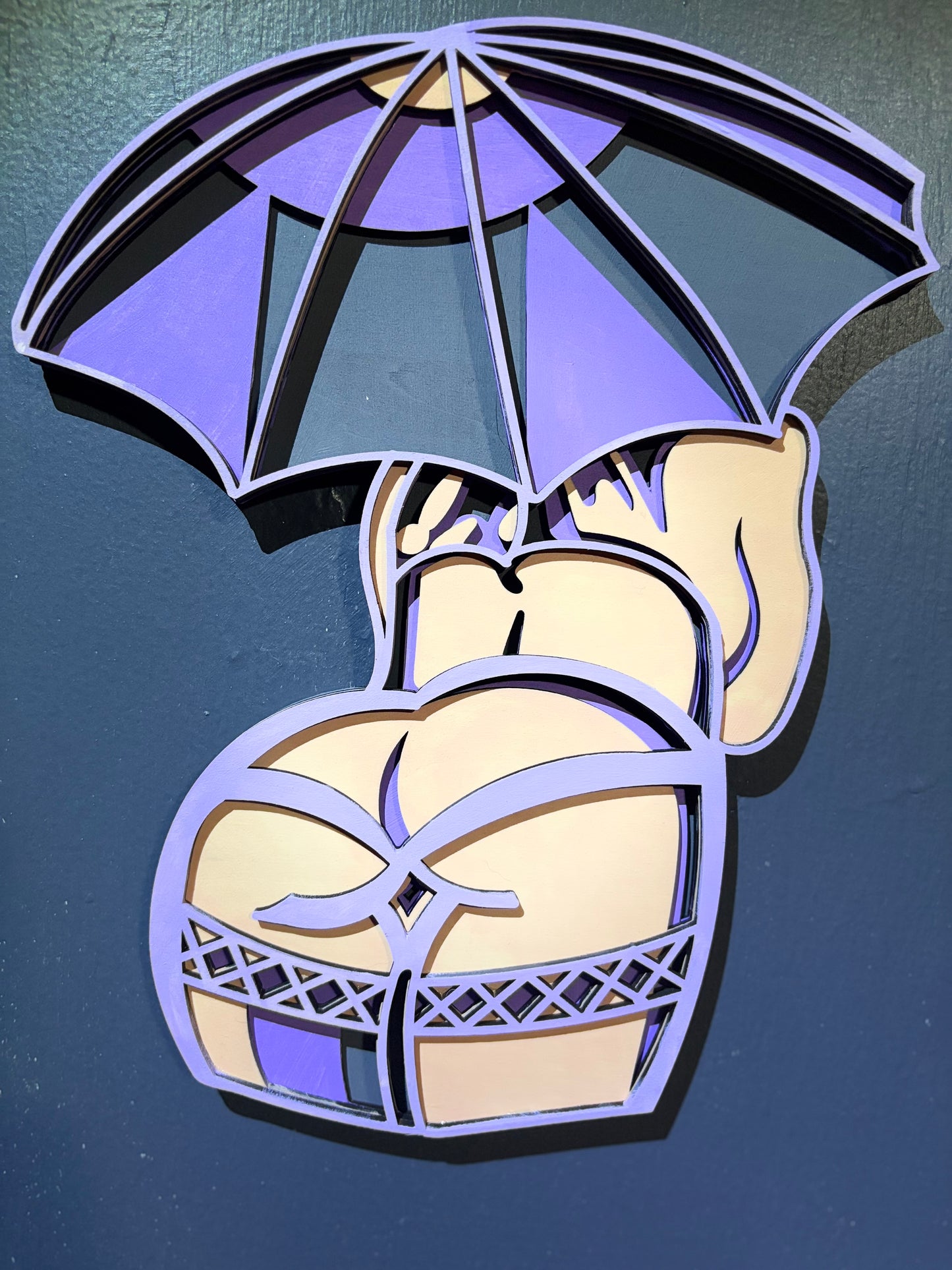 Seductive Rainy Day Wall Art - 3D Hand-Painted Sexy Wooden Decor